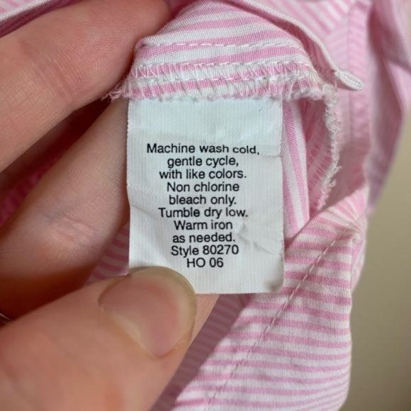 J. Crew Blouse Kathryn Slim-Fit Pinstripe Button Down Shirt Pink White XSmall - Picture 9 of 9